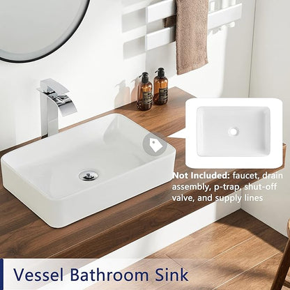 DeerValley DV-1V032 Ally White Ceramic Rectangular Vessel Bathroom Sink