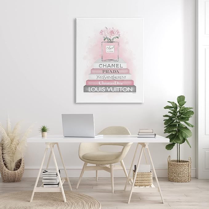Stupell Industries 'Pink Roses Perfume Bottle Glam Fashion'| Canvas Art | Stupell Industries | 36 x 48 Inches, Easy to Hang and Sturdy, Made in USA, by Amanda Greenwood