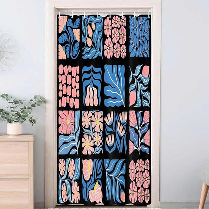 JAWO Pink Turquoise Shower Curtain for Bathroom, Retro Boho Floral Bathroom Curtain Decor, Vintage Abstract Botanical Geometric Groovy Aesthetic Pattern Shower Curtain Sets with 12 Hooks,36X72IN