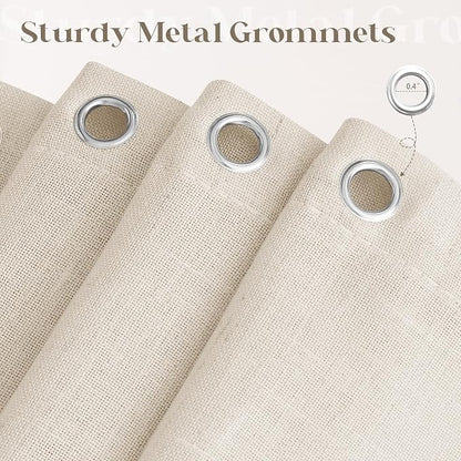 Beige Linen Shower Curtain for Bathroom Water Repellent 72x72 Inch | Neutral Shower Curtains Flax Textured Bath Decor Drapes Boho Farmhouse Rustic Shabby Chic Country Tan Beige with Hooks