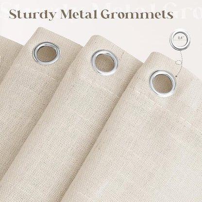 Beige Linen Shower Curtain for Bathroom Water Repellent 72x90 Inch | Extra Long Tall, Shower Curtains 90 Inches Long, Cloth Bath Drapes, Boho Vintage Country Rustic Neutral, Curtain, Warm Tan