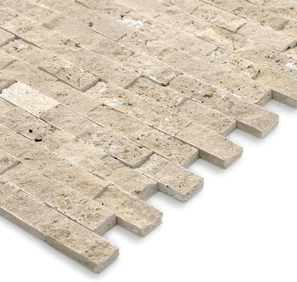 SUNWINGS 5-Sheet Peel and Stick Mosaic Natural 3D Stone Self Adhesive Travertine Tiles, 10.63" x 11.22" Stick on Backsplash for Kitchen Bathroom Fireplace Vanity, Beige