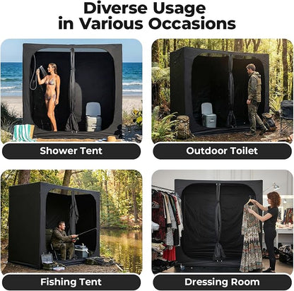 EighteenTek® Shower Tent, 2-Room Changing Room, Outdoor Shower Enclosure Spacious, Privacy Canopy Shelter with Floor & Doors, Stable & Durable, Toilet Tent Bathroom for Courtyard, Pool, Photoshoot