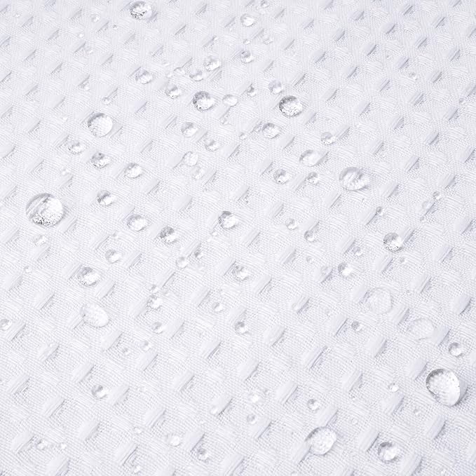 RiverDream Heavyweight Waffle No Hook Shower Curtain with Liner,White,36x74 | Dotted Waffle,Snap-in Liner,Heavy Duty,Quick Dry,Mesh Top Window,With Bottom Magnets,Hotel-Grade,Washable,Small Stall Size