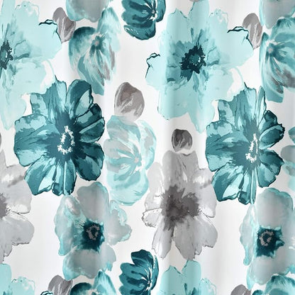 Lush Decor Leah Light Filtering Window Curtain Panels, Pair, 52" W x 95" L, Blue - Floral Drapes for Bedroom - Blue Curtains - Farmhouse Decor