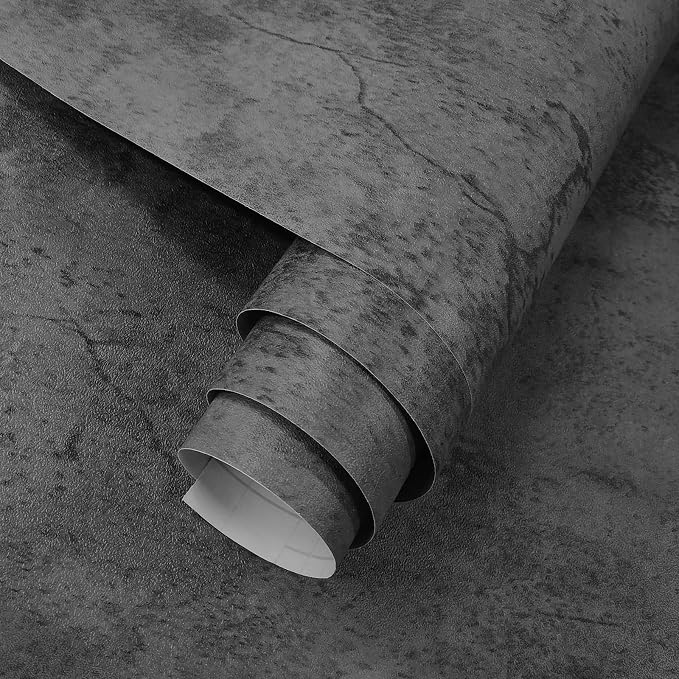 3yecao 16"×1181" Extra Thick Large Size Blue Grey Concrete Wallpaper Peel and Stick Waterproof Dark Blue Gray Concrete Cement Contact Paper Vinyl Industrial Textured Sticker for Bedroom Bathroom Gym