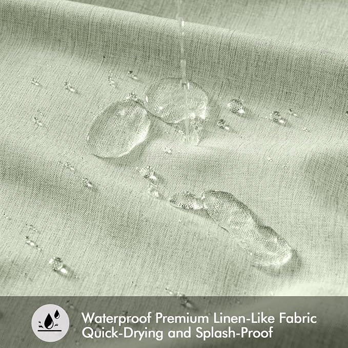 ANRODUO Sage Green Linen Textured Fabric Shower Curtain Set - W70xL72 | Farmhouse Shower Curtain with 12 Metal Hooks, Waterproof Heavy Duty, Button Hole Design, Machine Washable for Bathroom