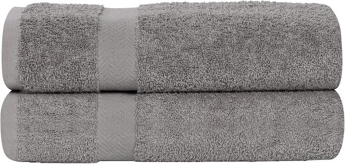 SUPERIOR 2-Piece Cotton Bath Sheet Set, Large Towels for Body, Quick Dry, Bathroom Essentials, Guest/Master Bath, Shower, Home Accessories, Apartment, Airbnb, Franklin Collection, Charcoal
