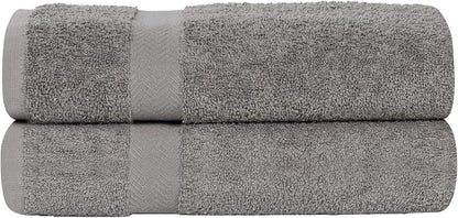 SUPERIOR 2-Piece Cotton Bath Sheet Set, Large Towels for Body, Quick Dry, Bathroom Essentials, Guest/Master Bath, Shower, Home Accessories, Apartment, Airbnb, Franklin Collection, Charcoal