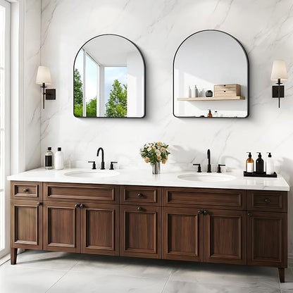 BONEWEI Arched Wall Mirror,36x40 inch Black Arched Mirror Bathroom,Vanity Mirror for Over Sink Metal Frame,Tempered Glass Arch Mirrors for Bedroom,Entryway,Living Room,Home Decor Shatter-Proof