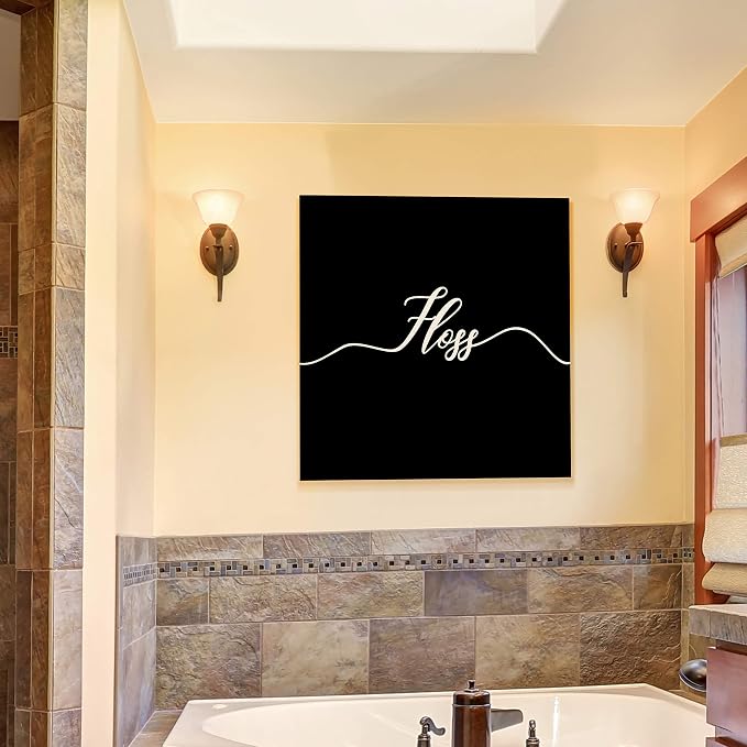 Renditions Gallery Black Floss Sign Bathroom Décor Gallery Wrapped Canvas Wall Art, 12x12,