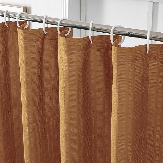 Aiyufeng Gold Shower Curtain for Bathroom, Embossed Textured Fabric Shower Curtain for Bathroom - Soft Cloth & Hotel Spa, Machine Washable, 72X96,Gold