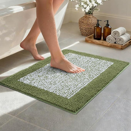 Bathroom Rugs 24x17 Non Slip Washable, Olive Green Bath Mat for Bathroom Floor Tub, Soft Absorbent Quick Dry Mats for Shower, Bathtub,Home Decor