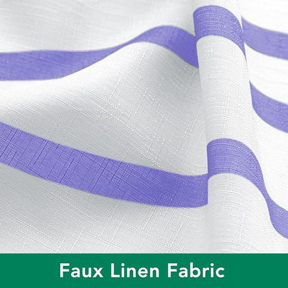 Fabric Modern Shower Curtain-Lavender & White Shower Curtains for Bathroom | 72"W x 72"L Textured Faux Linen Luxury Hotel Quality Washable-Abstract Wavy Cloth Bath Curtain-Apartment Minimalist Decor
