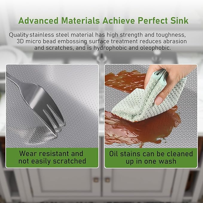 Undermount Kitchen Sink 28"x19": 3D Micro-pebble Embossed | 18-Gauge Stainless Steel Sink, 9" Deep, Top Mount, Scratch-Resistant Embossed Surface, for Large Families