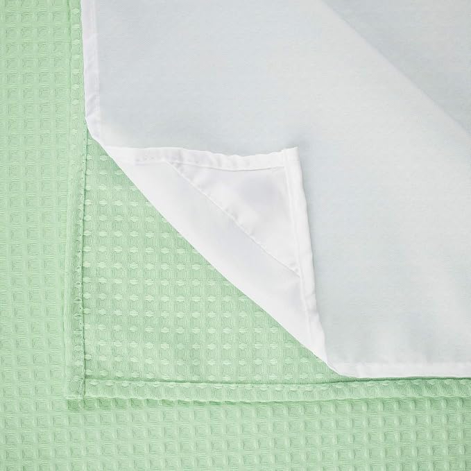River Dream Waffle No Hook Shower Curtain with Liner,Green Light,71x74 | Dotted Waffle,Snap-in Liner,Heavy Duty,Quick Dry,Mesh Top Window,With Bottom Magnets,Hotel-Grade,Washable,Standard Size