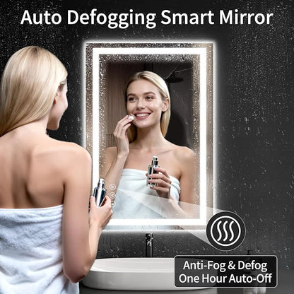 LED Bathroom Mirrors 26"x38" Bathroom Mirror with Lights for Wall, Backlit + Front Lit, 3 Colors, Anti-Fog, Dimmable Brightness for Vanity,Bathroom, Entryway, Living Room
