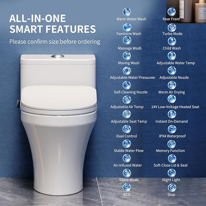 Electric Bidet Seat Elongated,Heated Seat,Luxury Wash,Smart LED | Premium Aerated Wash,Instant Warm,Self Cleaning Nozzle,6000RPM Dryer,Remote Control, Soft Close,Original Manufacturer Quality