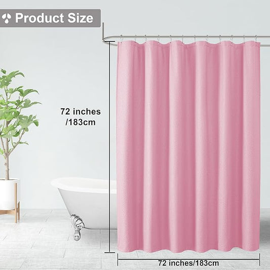 OVZME Berry Cute Girls Shower Curtain, Embossed Textured Fabric Shower Curtain for Bathroom - Soft Cloth & Hotel Spa Luxury, Water Repellent, Machine Washable Shower Curtain, 72X72, Hot Pink