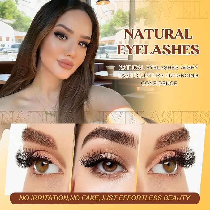 QUEWEL 580PCS Lash Clusters Kit 30D+40D+50D+60D+80D+100D Lash Clusters Kit | 10-18mm Cluster Lashes Individual Eyelash Clusters Reusable for Natural DIY Cluster Eyelash Extensions for Beginners