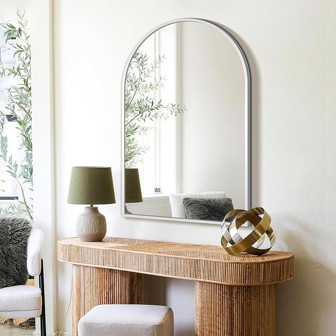 FICTOR 24" x 36" Arched Bathroom Vanity Mirror for Over Sink, Silver | Anti-Rust Metal Framed, HD Tempered Shatter-Proof Glass, Modern Wall Mirror for Entryway, Living Room, Bedroom