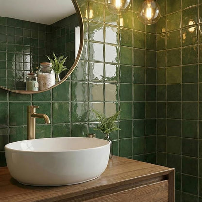 Sage Green 24 Sheets 6x6 Inch Peel and Stick Subway Tile Backsplash, Self Adhesive Wall Tiles for Kitchen Bathroom, Thick Waterproof Heat Resistant, Easy Install No Grout, Renter Friendly