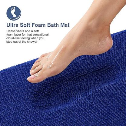 OLANLY Memory Foam Bathroom Runner Rugs 44x24, Long Bath Mats, Royal Blue | Soft Quick Dry Bath Rugs, Non-Slip, Absorbent Machine Washable Mat for Bathroom Floor, Tub and Shower, Home Decor Accessories
