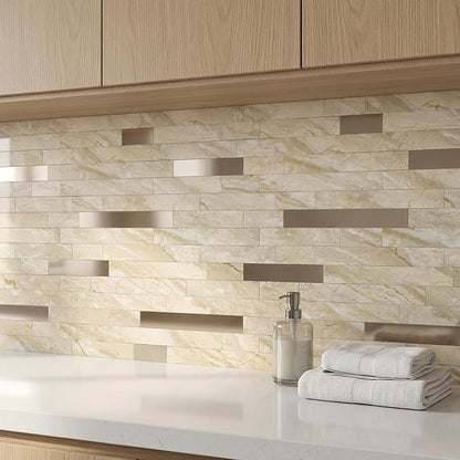 Yipscazo 2026 New Upgrade Peel and Stick Backsplash, Stick on Backsplash Tiles for Kitchen, Bathroom, Fireplace (10 Sheets, Polished Beige Yellow)