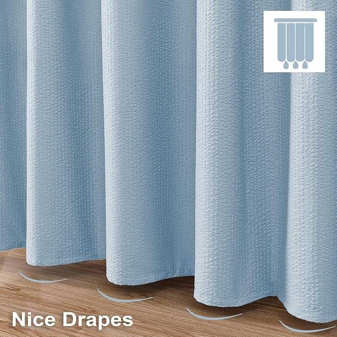 Berry Cute Shower Curtain, Embossed Textured Fabric Shower Curtain for Bathroom - Soft Cloth & Hotel Spa Luxury, Water Repellent, Machine Washable Shower Curtain, 72X72, Glacier Blue