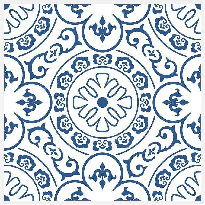 SVNOOC Peel & Stick Tile Stickers 12 PCS Self Adhesive Backsplash Decorative Wall Stickers for Kitchen Bathroom Tile Decals Waterproof & Removable 6" x 6" (Blue)