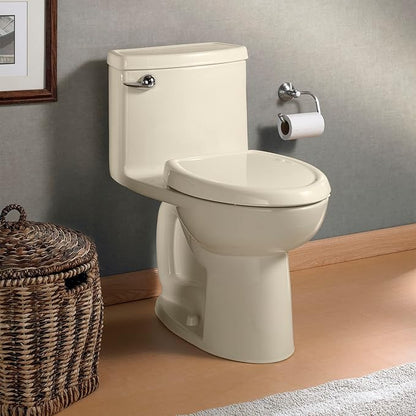 American Standard 2403128.021 Compact Cadet 3, One-Piece Toilet with Slow-Close Seat, Elongated Front, Left-Hand Flush, Bone, 1.28 gpf