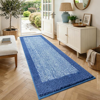 70x24 Long Bathroom Rugs Washable Non Slip, Blue Bath Mat for Bathroom Floor Tub, Soft Absorbent Quick Dry Mats for Shower, Bathtub,Home Decor