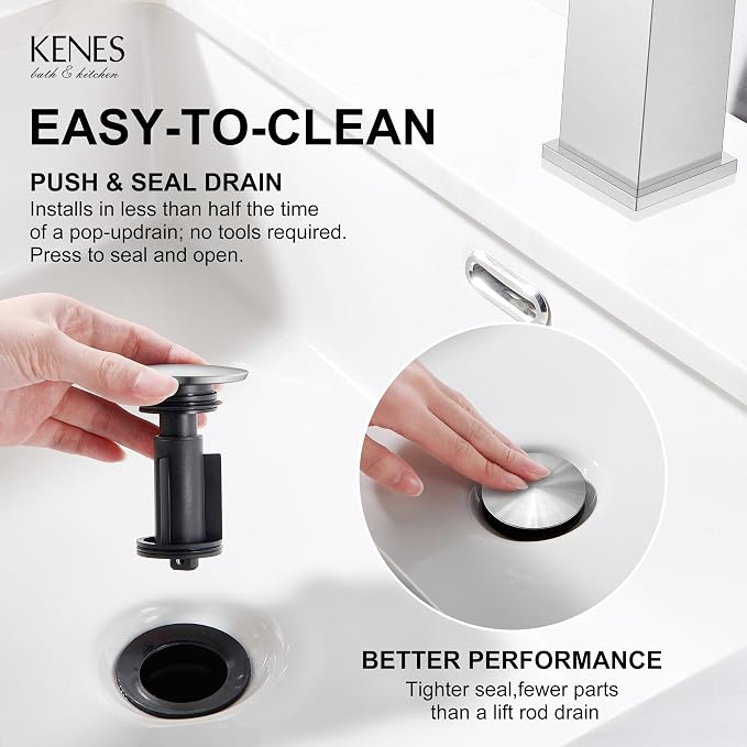 Brushed Nickel Bathroom Faucet 1 Hole, Single Handle Vanity Faucet | Bathroom Sink Faucet with Pop Up Drain & Supply Lines, Lead-Free cUPC & NSF Certified, 1 Handle Faucet for Vanity RV Restroom