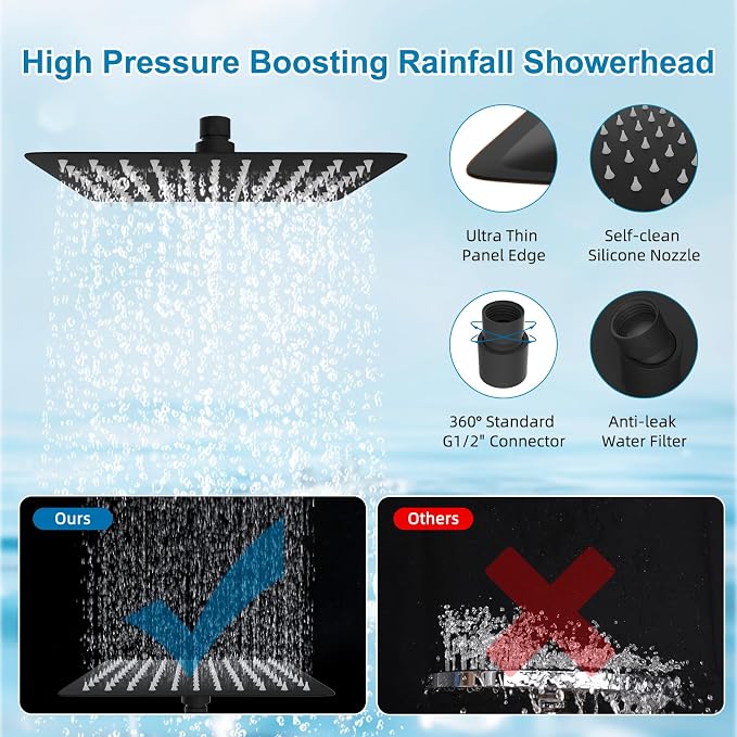 Metal 10" Rain Showerhead with 10-Spray Filter Handheld, 4-way Diverter | Oil Rubbed Bronze Finish, Upgraded High Pressure Shower Head with Pause Mode, 71" Stainless Steel Hose/12" Extension Arm