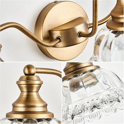 Vintage Bathroom Vanity Light Fixture 3 Lights Vanity Lighting Matte Antique Brass Vanity Light for Bathroom