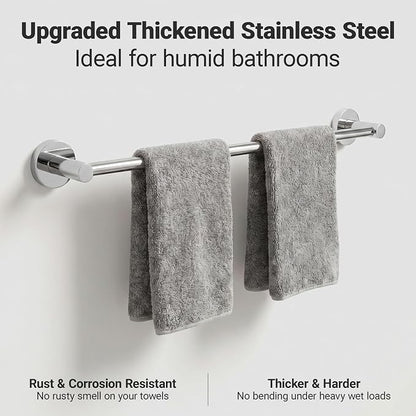 24-Inch Wall Mounted Towel Racks for Bathroom, 4-Piece Towel Bar Set | Rust-Resistant SUS 304 Stainless Steel, 4-Piece Towel Bar Set, sturdy wall mount, space-saving humid bath towel storage rack