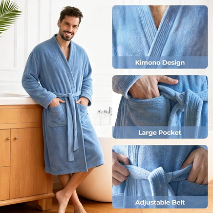 PJGGZ Towel Robe for Men - Ultra-Absorbent Soft Quick Dry Towel Bathrobe Kimono for Shower, Spa & Hotel