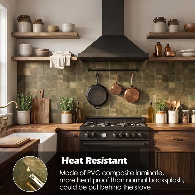 Yipscazo 10 Sheet Peel and Stick Backsplash Tiles Stainless Steel Metal Kitchen Backsplash Stick on Tiles for Stove, Bathroom, Laundry in Antique Bronze(11.8'' x 11.8'')