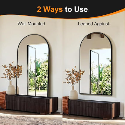 Arched Bathroom Mirror, Black, 55"x30"