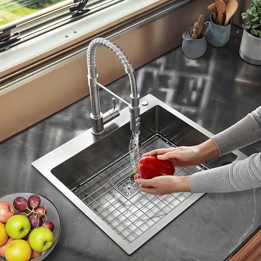 YITAHOME Drop in Kitchen RV Sink 25 in Topmount 304 Stainless Steel Single | Bar Sinks 25 x 22 x 10 Inch