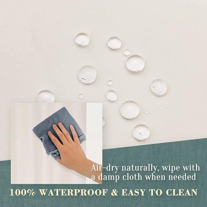 No Hook PEVA Shower Curtain or Liner, Standard Size 71 x 74, Beige | 8G Heavy Duty, Beige Bathroom Shower Curtain, No Hooks Required, Waterproof Plastic & PVC Free