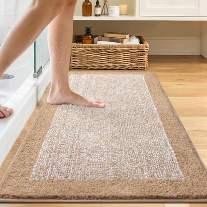 48x24 Long Bathroom Rugs Washable Non Slip, Beige Bath Mat for Bathroom Floor Tub, Soft Absorbent Quick Dry Mats for Shower,Bathtub,Home Decor