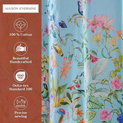 Maison d' Hermine Shower Curtain 100% Cotton One Panel 70"x72" Washable Fabric Shower Curtains for Bathroom, Easy Hanging with 12 Button Holes - Home Hotel Spa Easter Gifts (Paradisio)