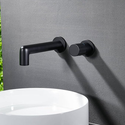 BiaoTeng Concealed Wall Mounted Bathroom Faucet Single Handle Black 2 Functions Hot and Cold Bathroom Vanity for Wall Mounted Faucet Brass