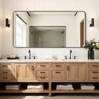 Bathroom Vanity Mirror, Black Framed Mirror for Over Sink, 30x60 | HD glass, distortion-free for makeup and grooming, Sturdy frame, all mounting hardware, hangs horizontal or vertical