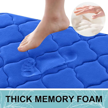 OLANLY Memory Foam Bath Mat Rug 24x16, Ultra Soft and Absorbent Bathroom Rugs, Non-Slip, Comfortable, Machine Washable Bath Carpet for Bathroom Floor, Tub Shower and Home Decor Accessories, Royal Blue