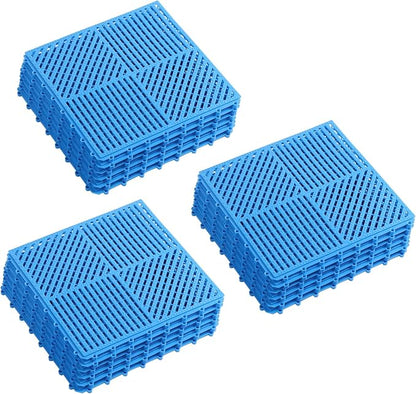 18 Pack Modular Interlocking Floor Tiles Anti-Slip Drainage Mat for Slippery Area Like Shower Swimming Pool Sauna Room Patio Boat, 12"×12" Blue