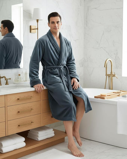 NY Threads Mens Robe, Luxury Plush Fleece Mens Bathrobe, Spa Bath Robe for Men