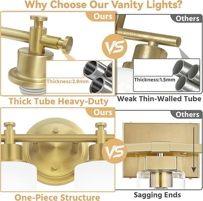 4-Light Brushed Gold Bathroom Vanity Light, Modern Vanity Lights, 23 Inch | 23'' Vanity Light Over Mirror with White Glass Shades, E26 Base Bathroom Wall Light Fixtures for Bathroom Hallway Living Room
