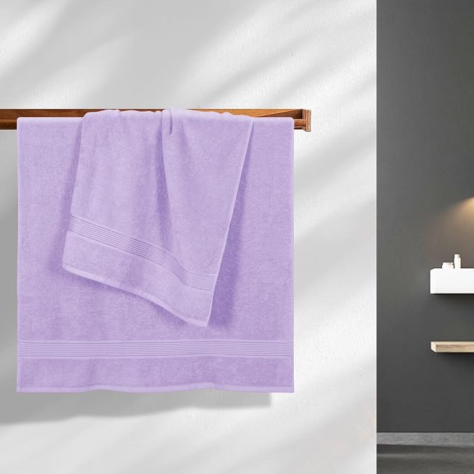 Cotton 2 Pack Oversized Bath Towel Set 28x55 inches, Large Bath Towels, Ultra Absorbant Compact Quickdry & Lightweight Towel, Ideal for Gym Travel Camp Pool - Dark Purple